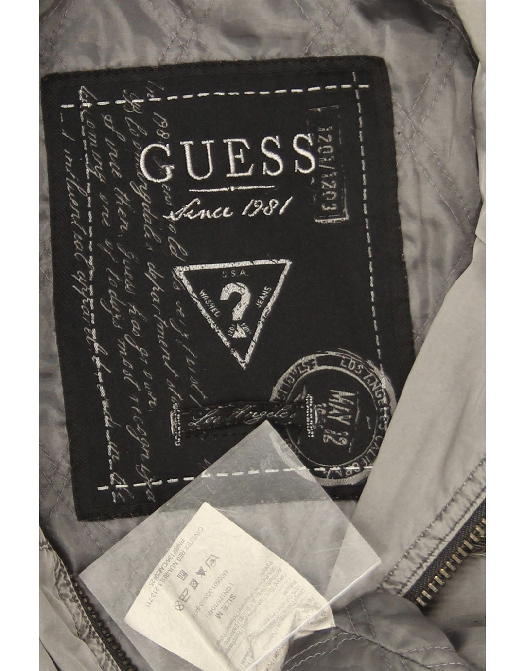 Guess Mens Bomber Jacket UK 38 Medium Grey Polyester