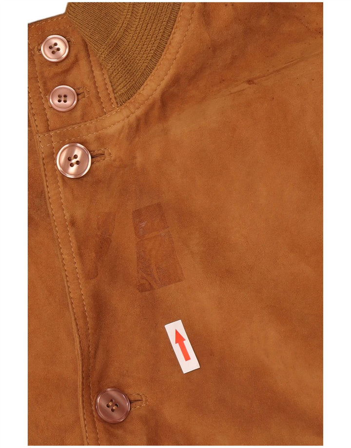 Vintage Mens Suede Bomber Jacket IT 52 XL Brown Leather
