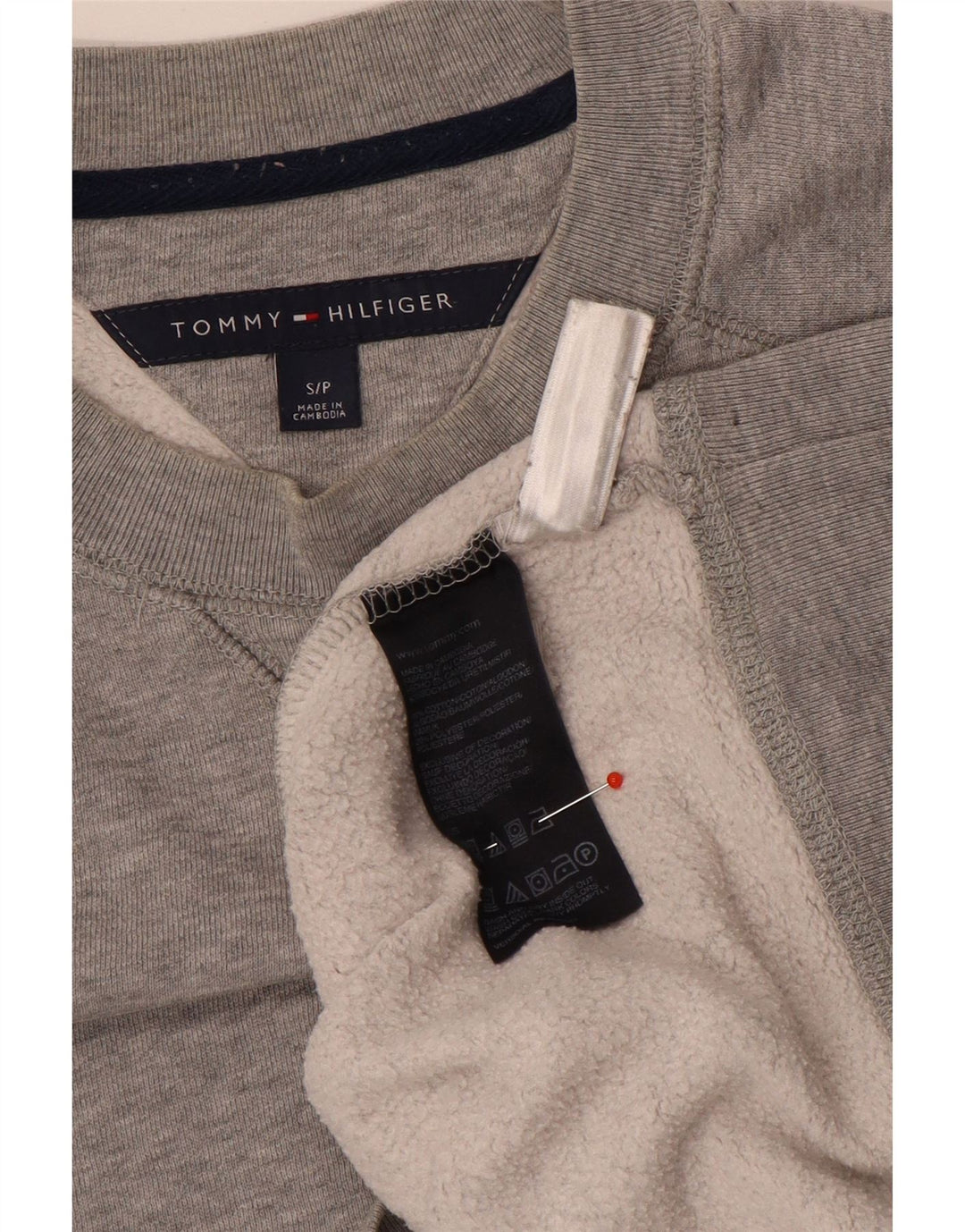 Tommy Hilfiger Mens Sweatshirt Jumper Small Grey Flecked Cotton
