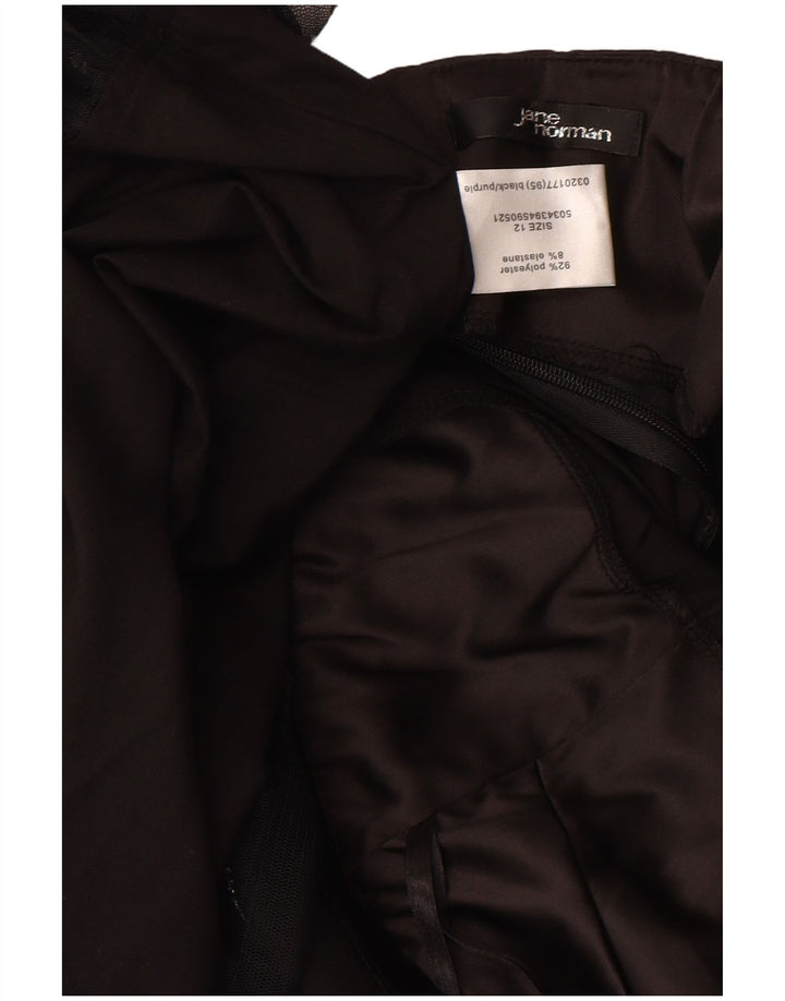 Jane Norman Womens Strapless Dress UK 12 Medium Black Floral Polyester