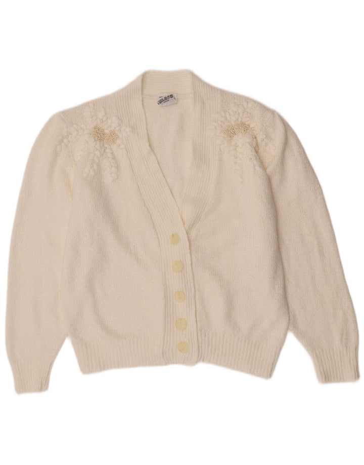 Vintage Womens Cardigan Sweater IT 46 Large White Acrylic