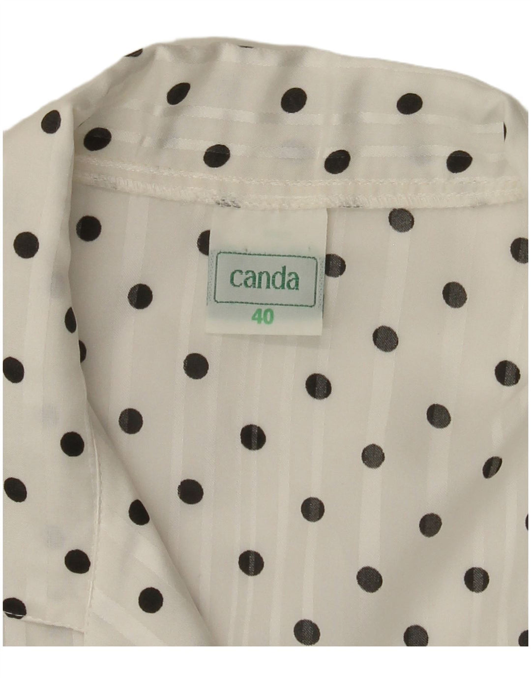 CANDA Womens 3/4 Sleeve Shirt Blouse EU 40 Medium White Polka Dot