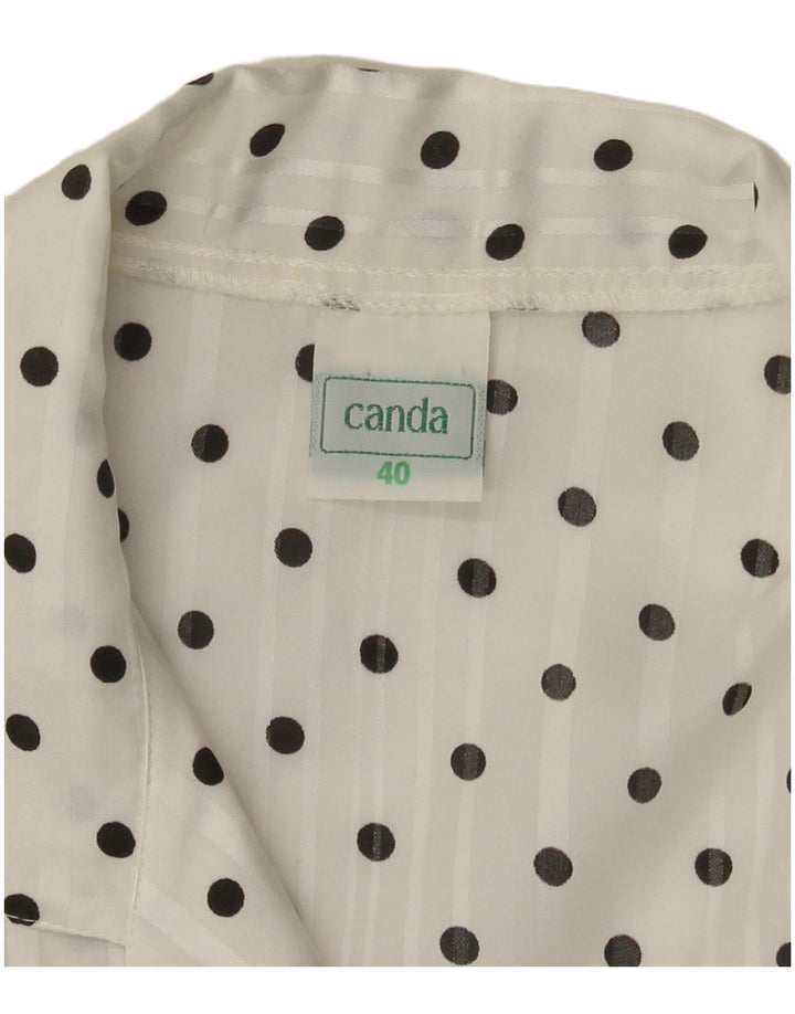 CANDA Womens 3/4 Sleeve Shirt Blouse EU 40 Medium White Polka Dot