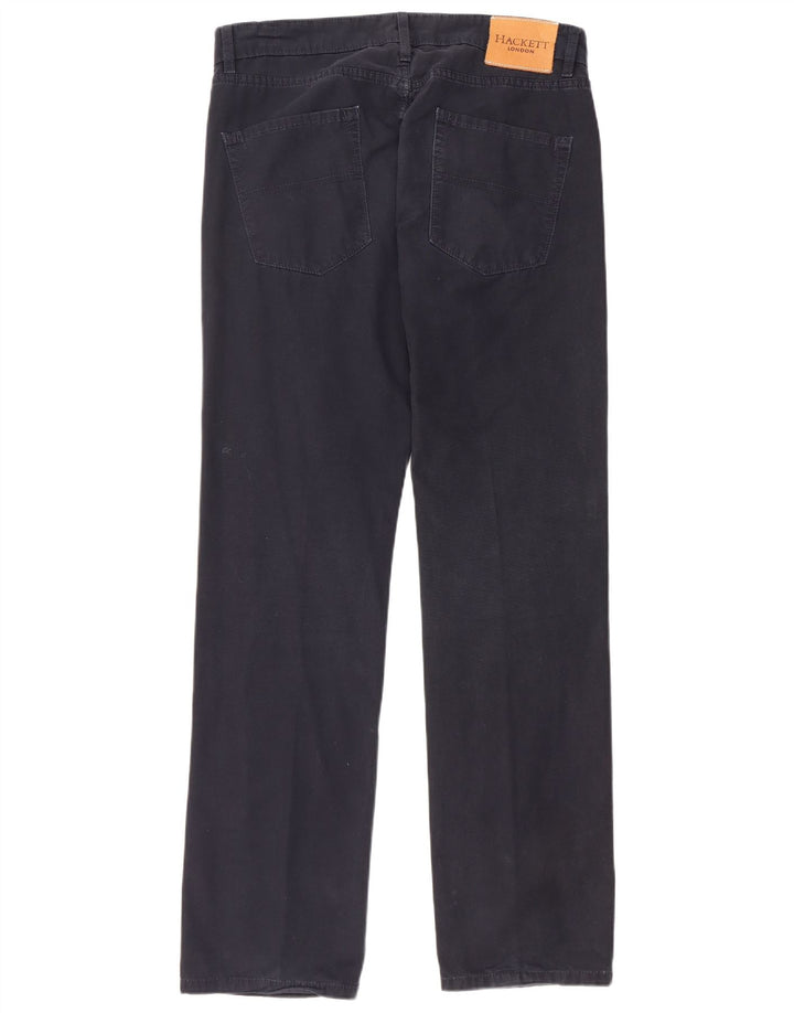 HACKETT Mens Straight Casual Trousers W34 L32 Navy Blue Cotton