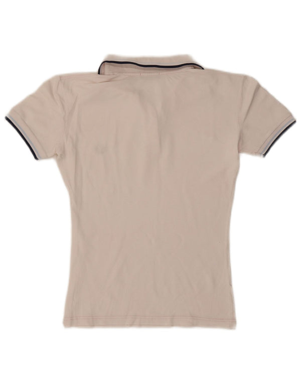 Fred Perry Womens Polo Shirt UK 14 Large White Striped