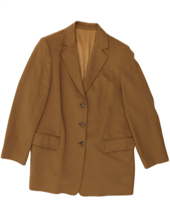 VINTAGE Womens 3 Button Blazer Jacket UK 16 Large Brown Virgin Wool Vintage Vintage and Second-Hand Vintage from Messina Hembry 