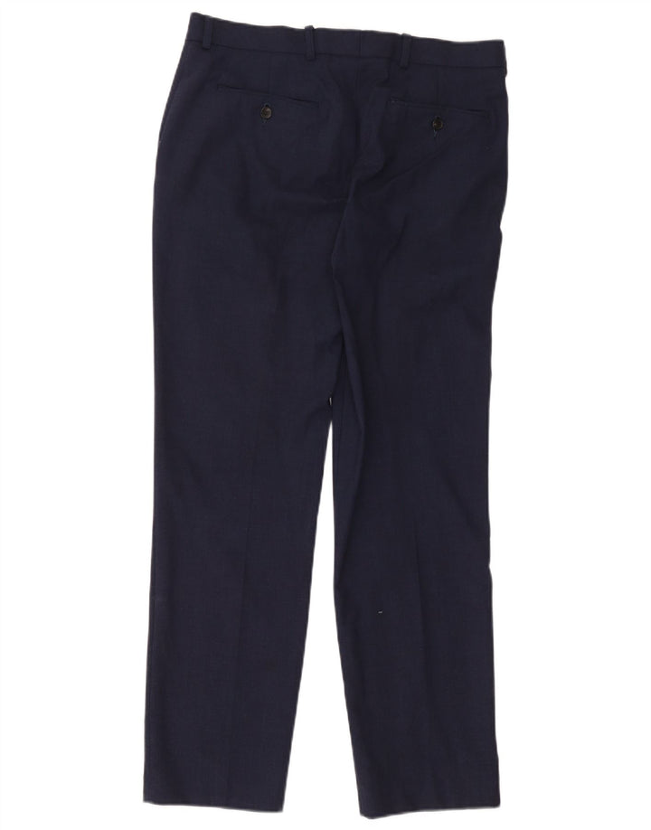 Marks & Spencer Mens Slim Suit Trousers W32 L31 Navy Blue Wool
