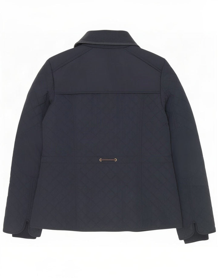 Laura Ashley Womens Quilted Jacket UK 14 Large Navy Blue Polyester