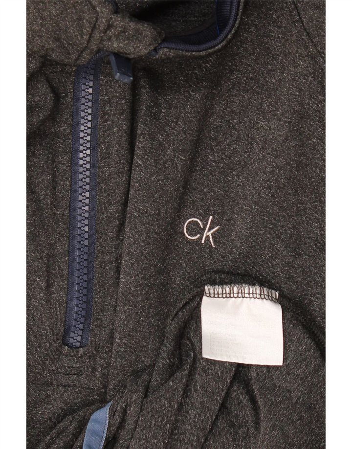 CALVIN KLEIN Mens Zip Neck Pullover Tracksuit Top XL Grey Polyester