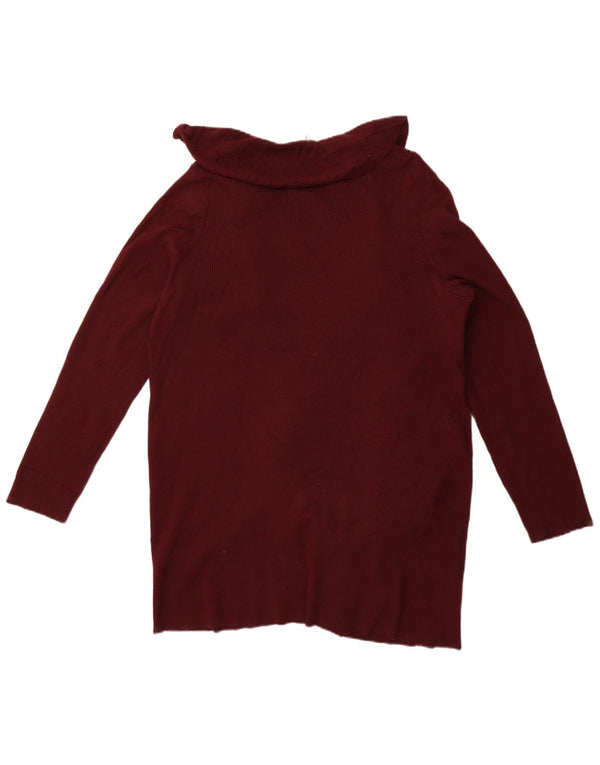 Ralph Lauren Womens Longline Open Cardigan Sweater UK 18 XL Maroon Cotton