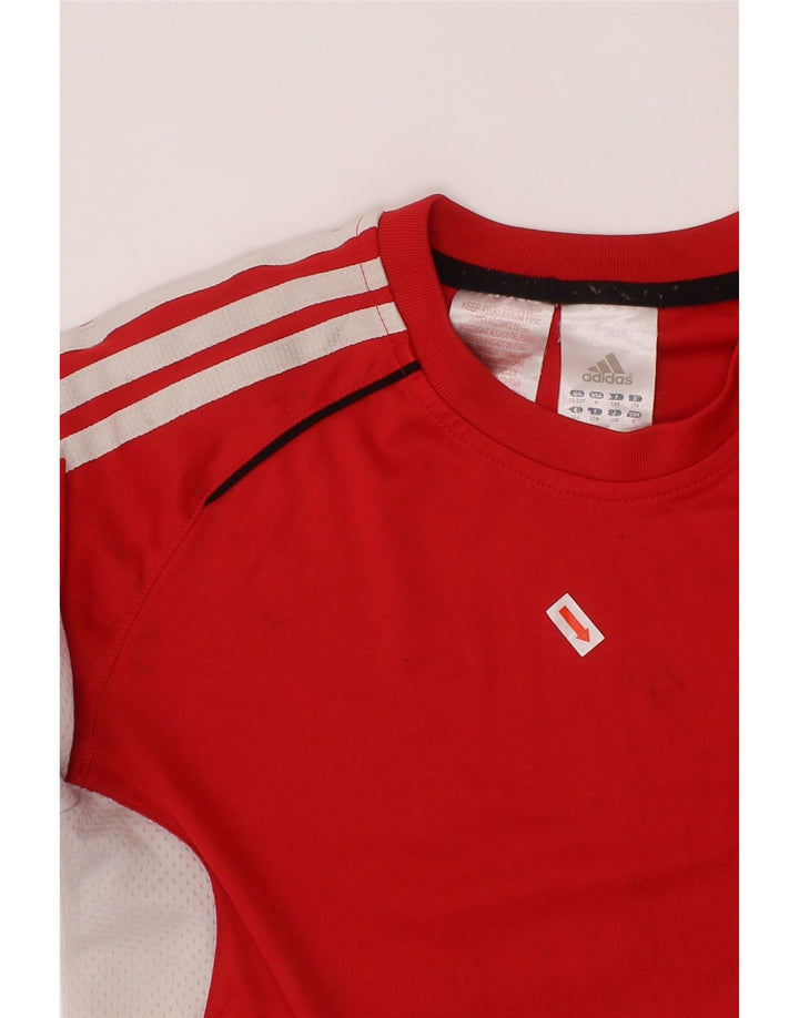 ADIDAS Boys T-Shirt Top 11-12 Years Red Colourblock Polyester