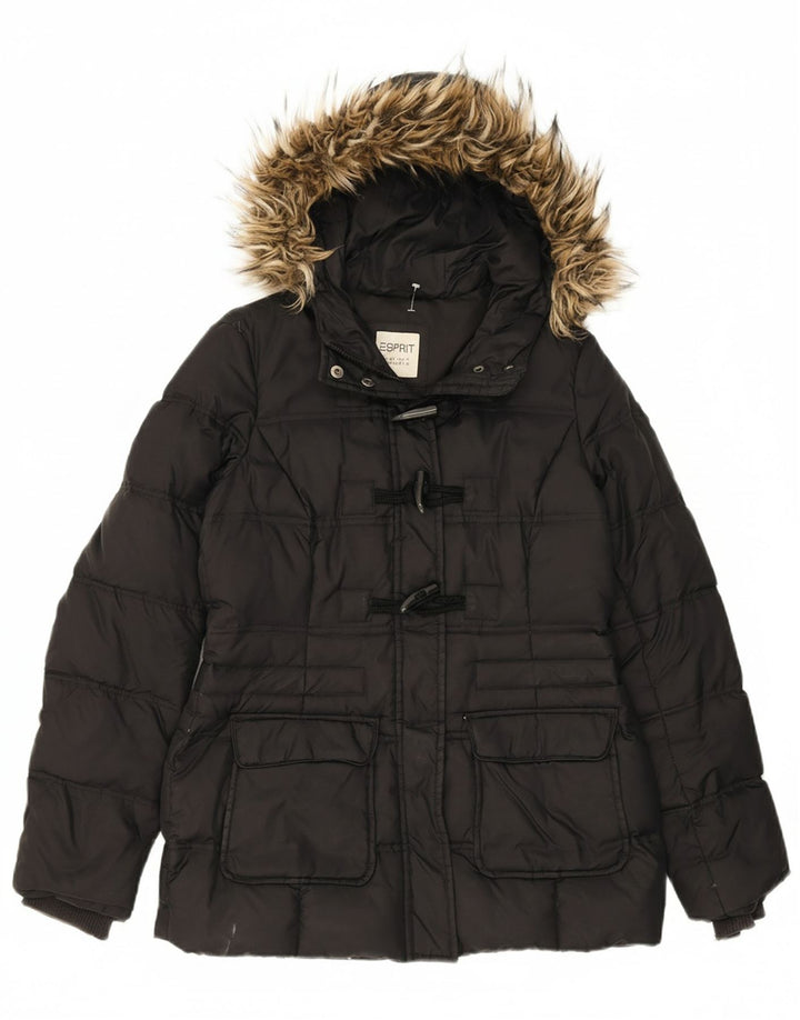 ESPRIT Womens Oversized Hooded Padded Jacket UK 10 Small Black