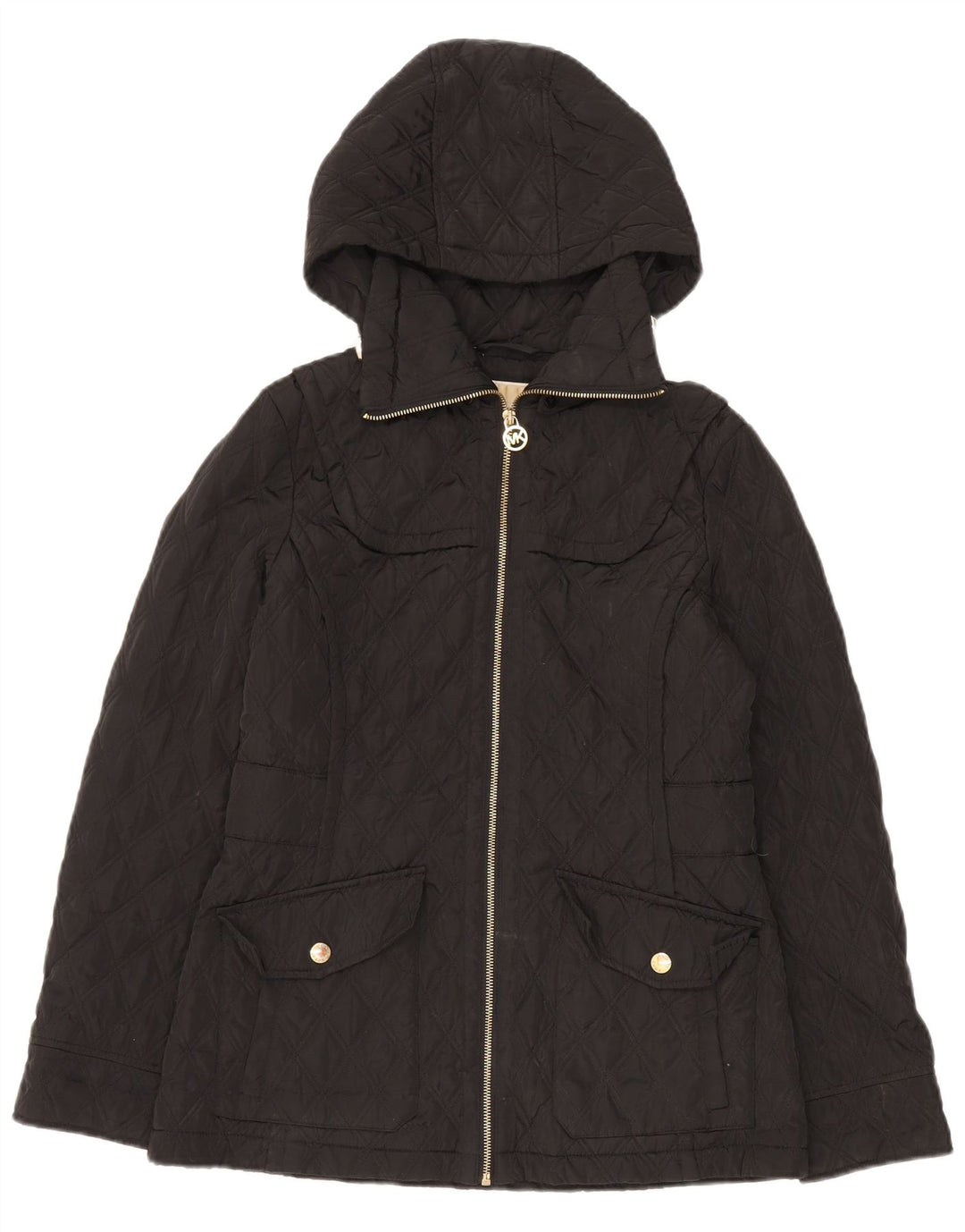 Michael Kors Womens Hooded Oversized Quilted Jacket UK 10 Small Black