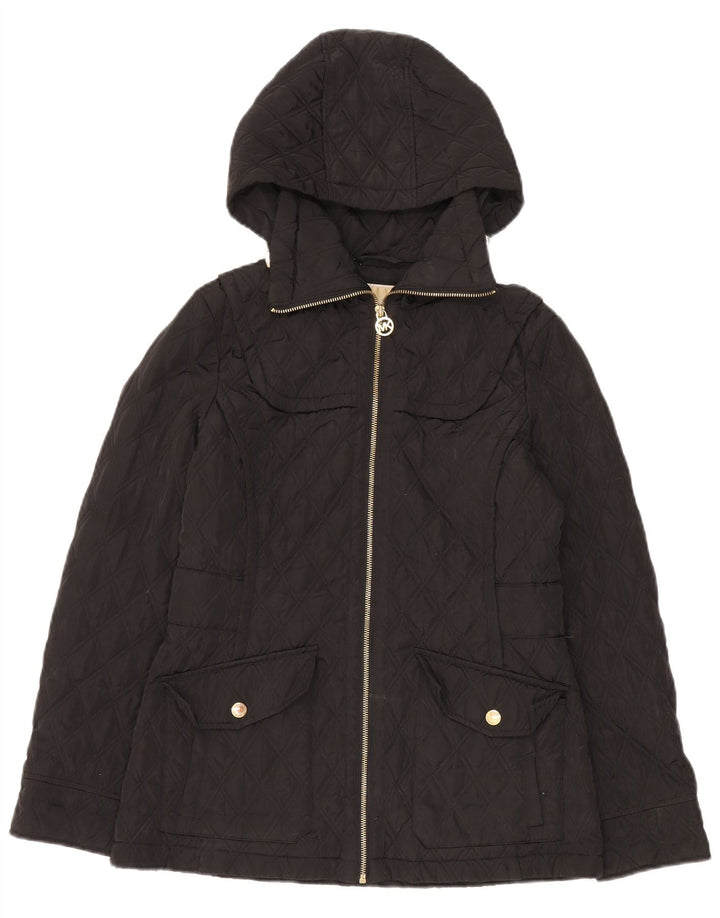 Michael Kors Womens Hooded Oversized Quilted Jacket UK 10 Small Black
