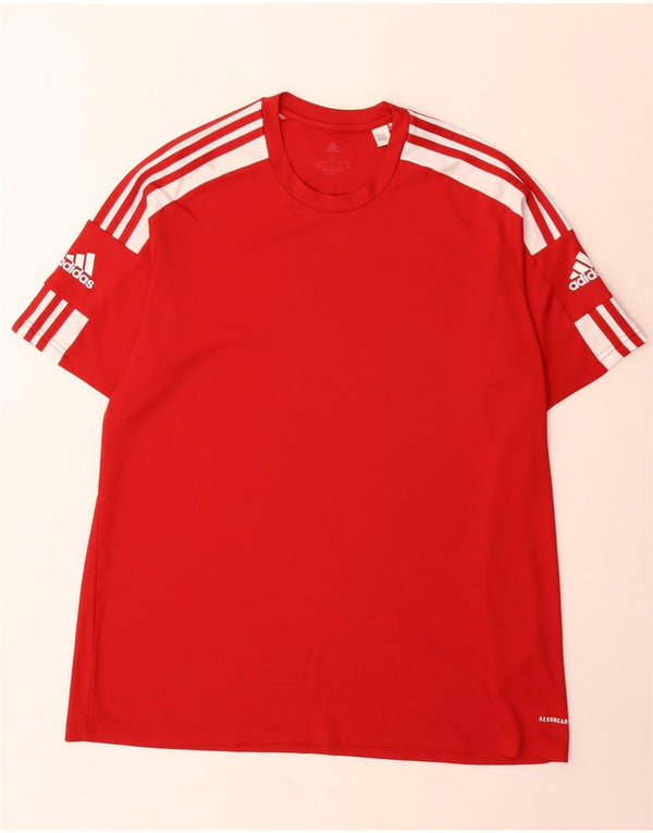 Adidas Mens Aeroready T-Shirt Top XL Red Colourblock Polyester