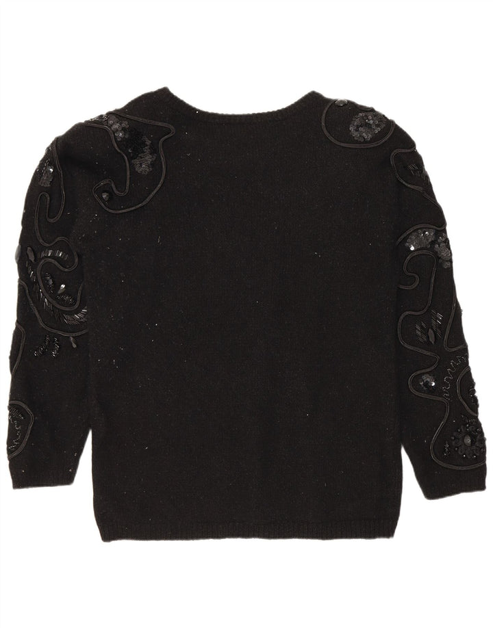 I.B Diffusion Womens Boat Neck Jumper Sweater UK 14 Medium Black Silk