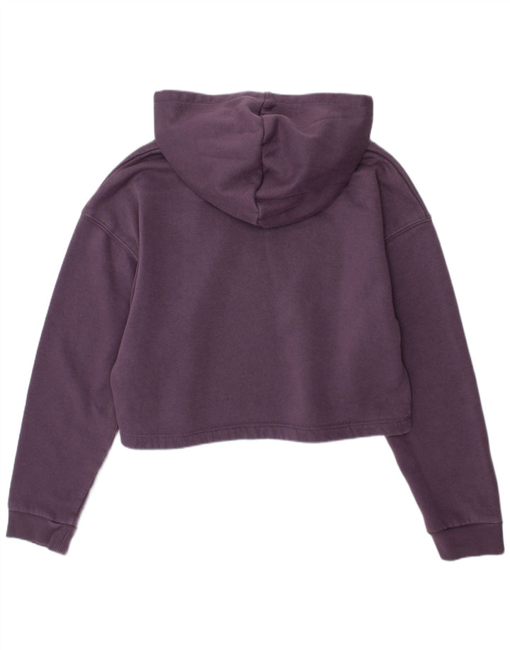 PUMA Girls Crop Hoodie Jumper 11-12 Years Purple Cotton