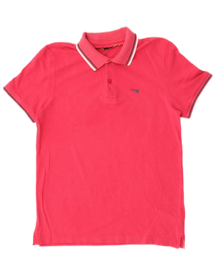 Diadora Mens Polo Shirt Medium Pink Cotton