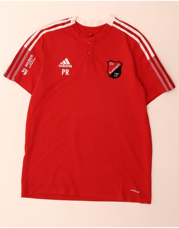 Adidas Mens Aeroready Graphic T-Shirt Top Medium Red Colourblock Cotton