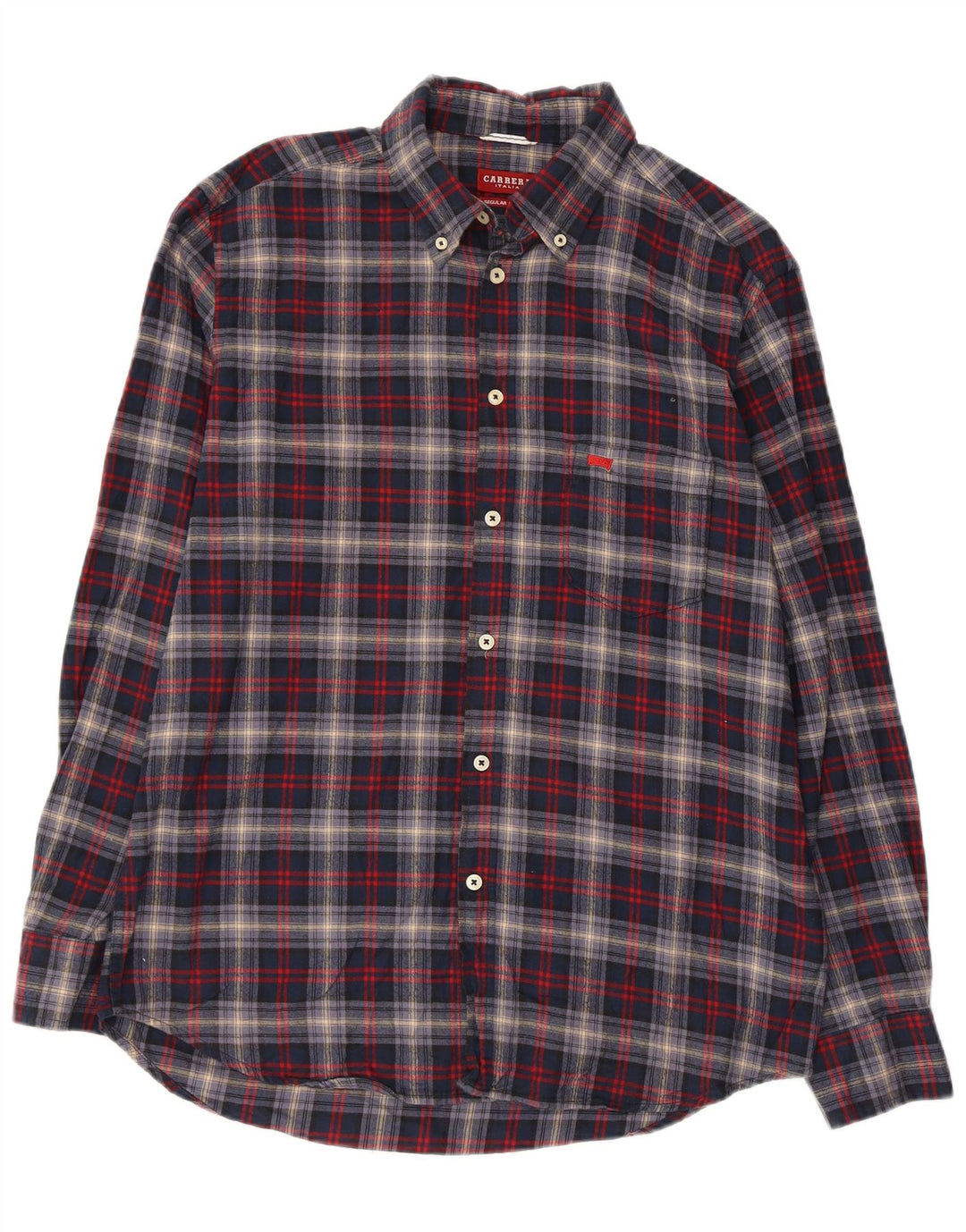 CARRERA Mens Regular Fit Flannel Shirt Large Navy Blue Check