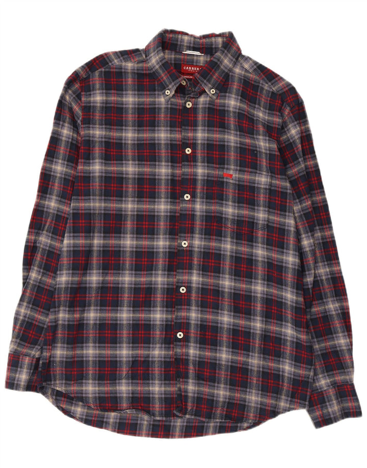 CARRERA Mens Regular Fit Flannel Shirt Large Navy Blue Check