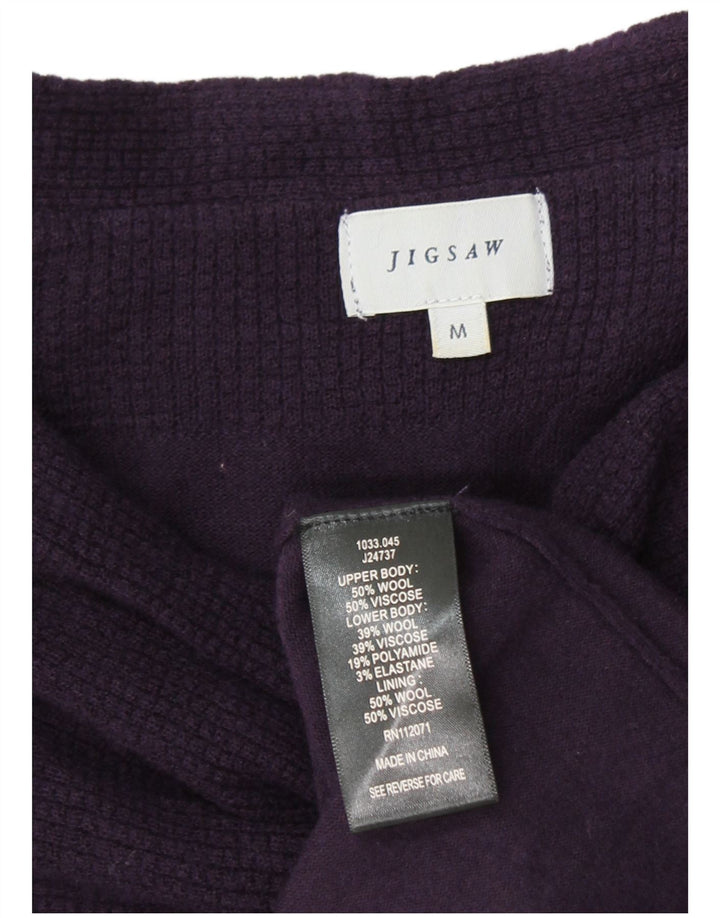 JIGSAW Womens 3/4 Sleeve Jumper Dress UK 14 Medium Purple Wool
