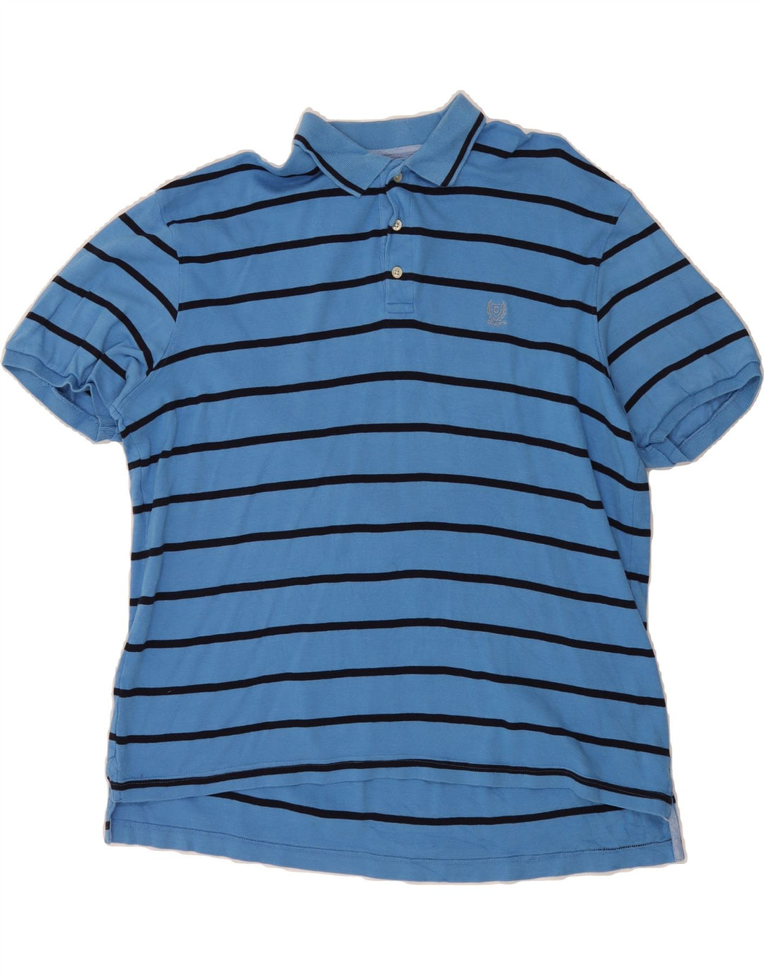 CHAPS Mens Polo Shirt XL Blue Striped Cotton Vintage Chaps and Second-Hand Chaps from Messina Hembry 