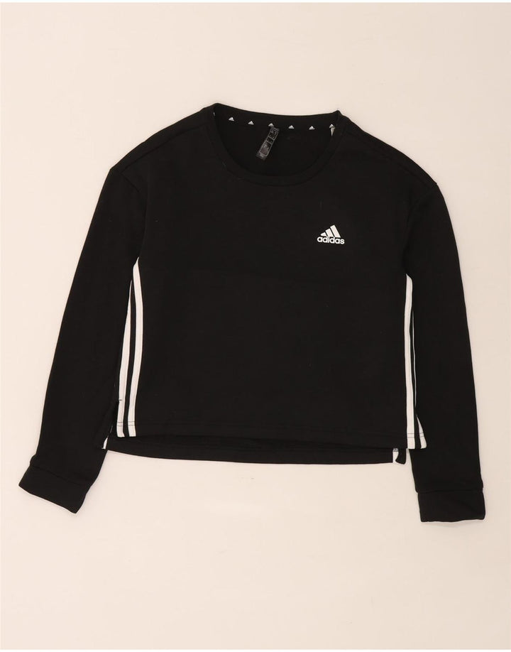 Adidas Womens Sweatshirt Jumper UK 8/10 Small Black Polyester