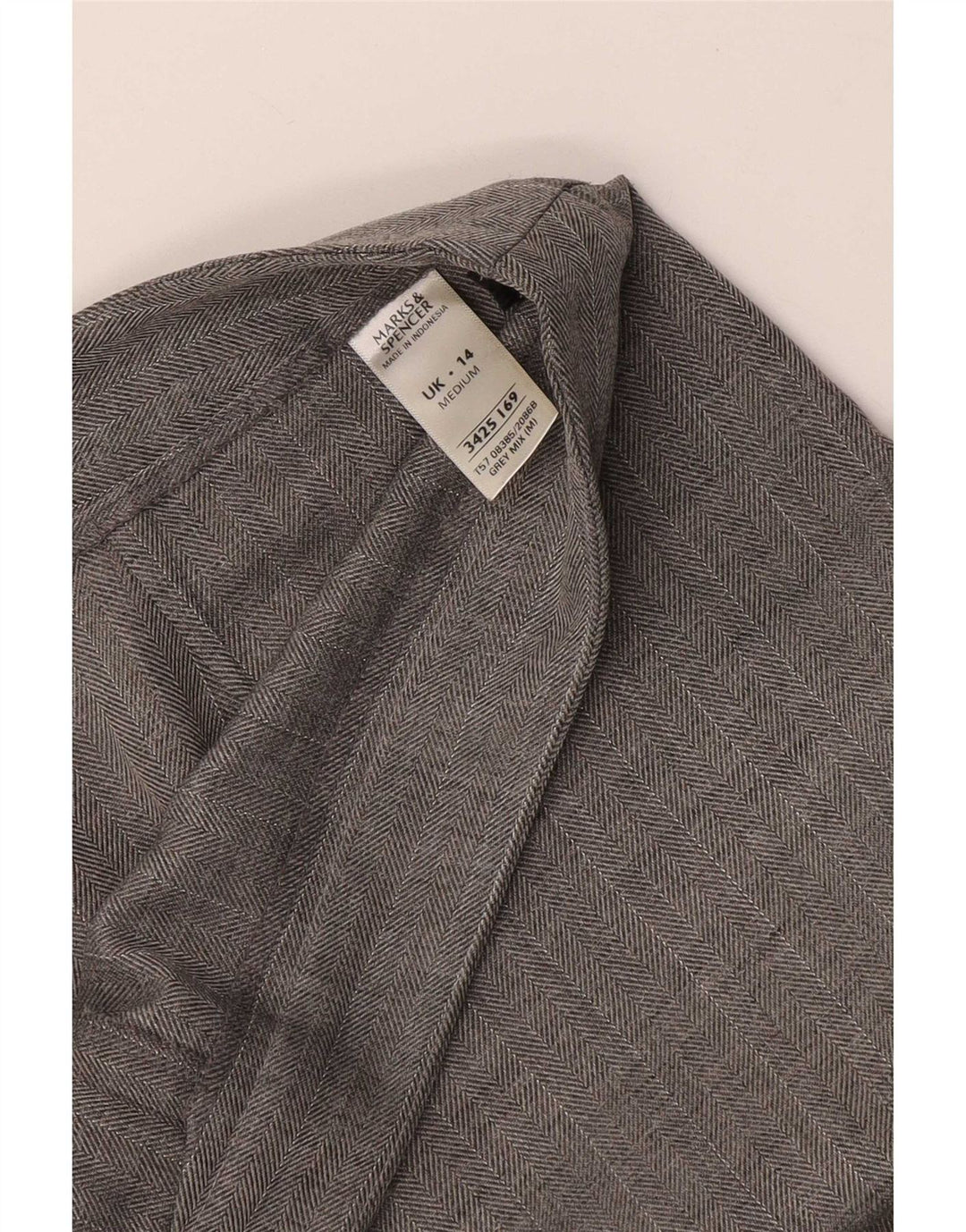 Marks & Spencer Womens Suit Trousers UK 14 Medium W32 L28 Grey Herringbone