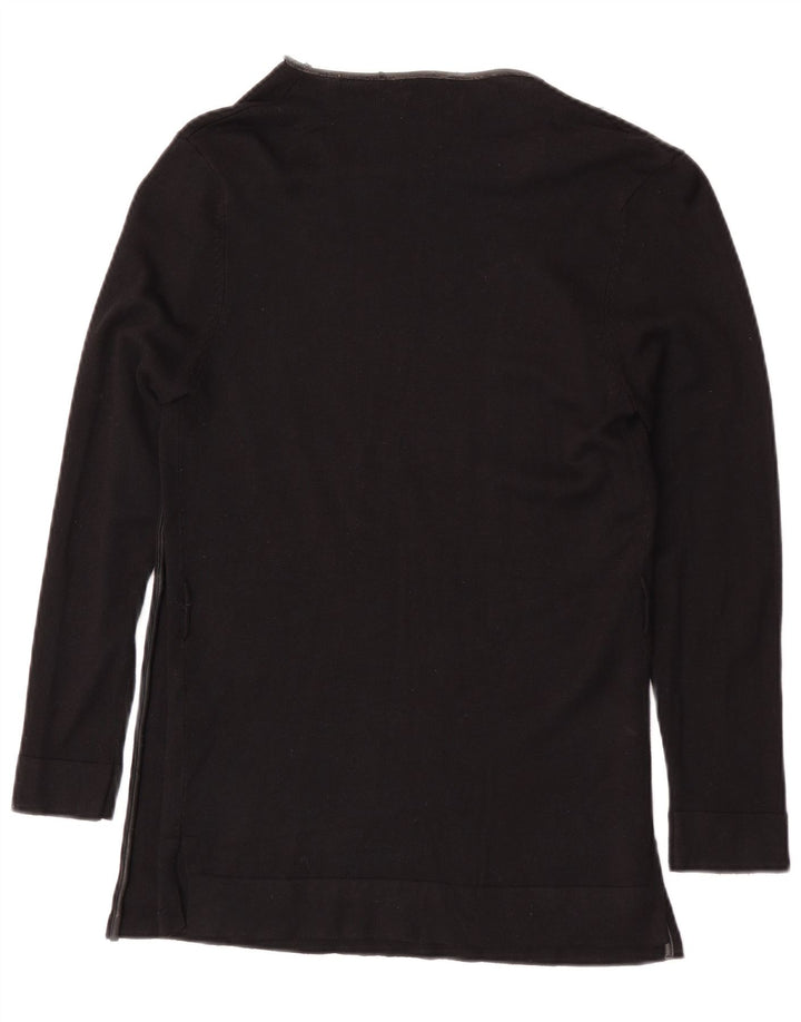 Zara Womens Top Long Sleeve UK 14 Large Black Viscose