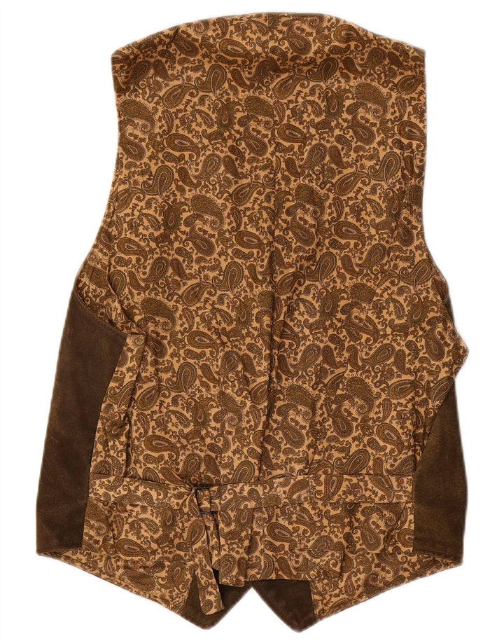 Vintage Mens Suede Waistcoat IT 50 Medium Brown Leather