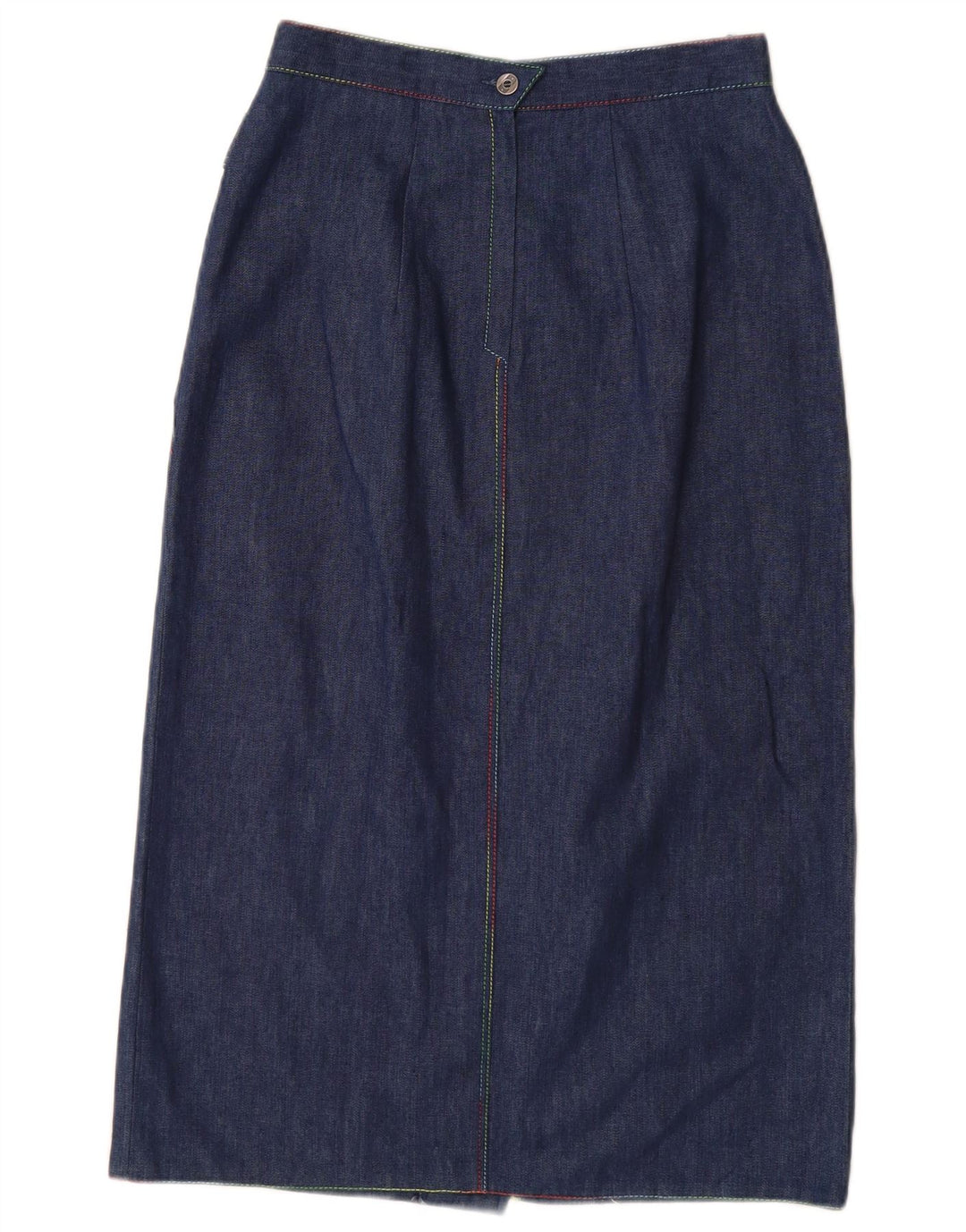 VINTAGE Womens High Waist Denim Skirt EU 38 Medium W26  Navy Blue Cotton