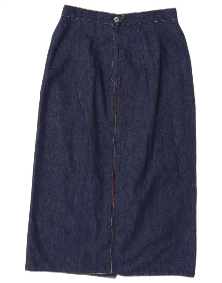 VINTAGE Womens High Waist Denim Skirt EU 38 Medium W26  Navy Blue Cotton