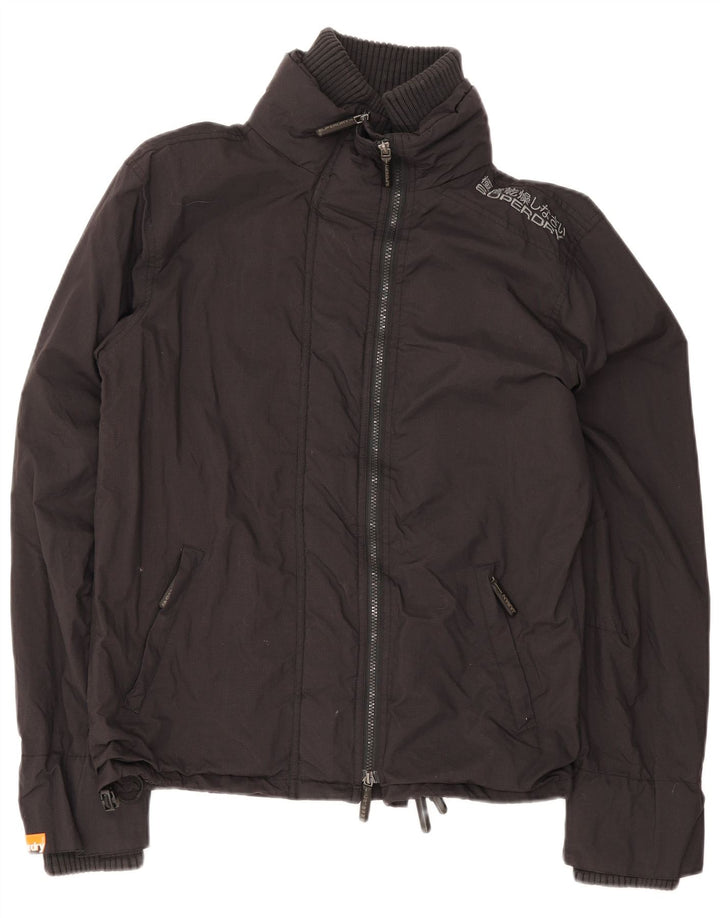 Superdry Womens Rain Jacket UK 16 Large Black Nylon