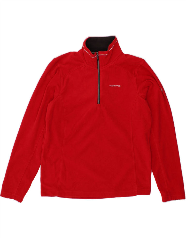 CRAGHOPPERS Mens Zip Neck Fleece Jumper Medium Red Polyester Vintage CRAGHOPPERS and Second-Hand CRAGHOPPERS from Messina Hembry 