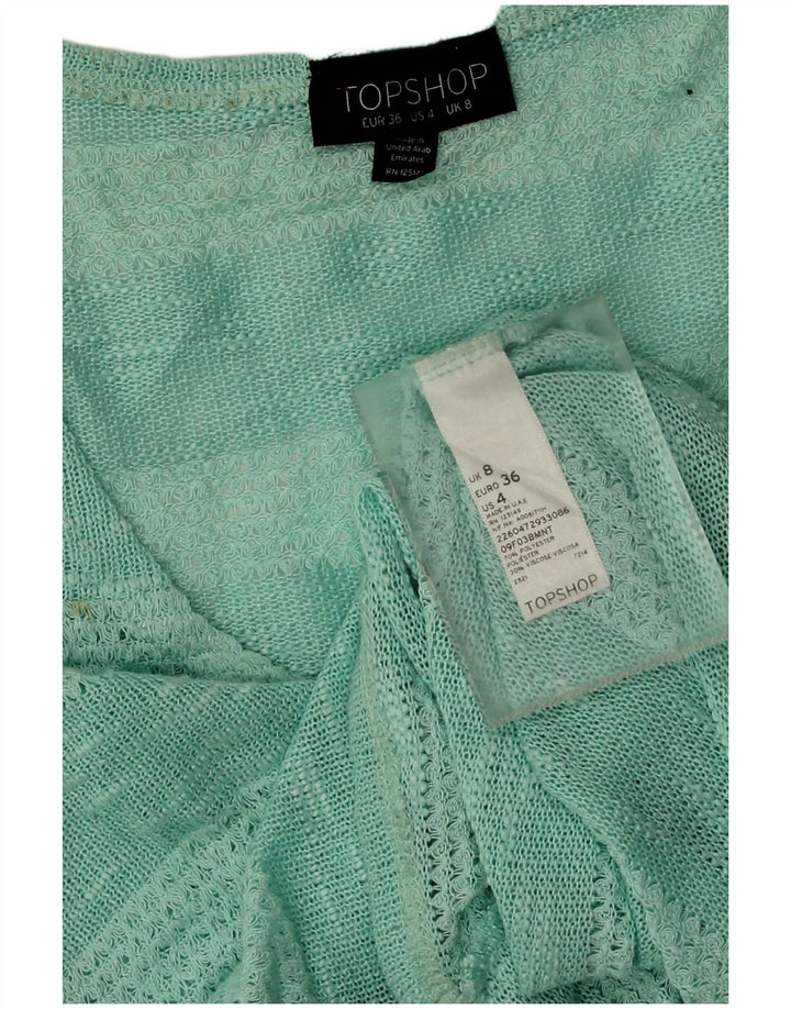 Topshop Womens Vest Top UK 8 Small  Turquoise Striped Polyester