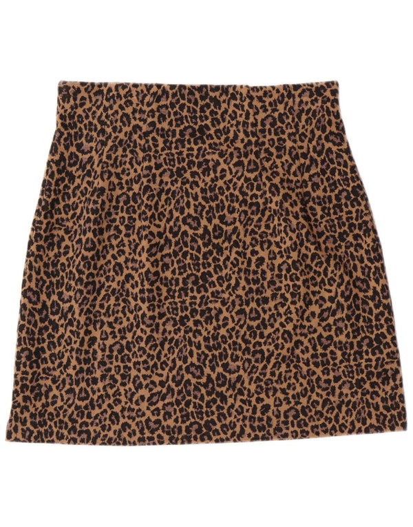 Marks & Spencer Womens Mini Skirt UK 12 Medium W30 Brown Leopard