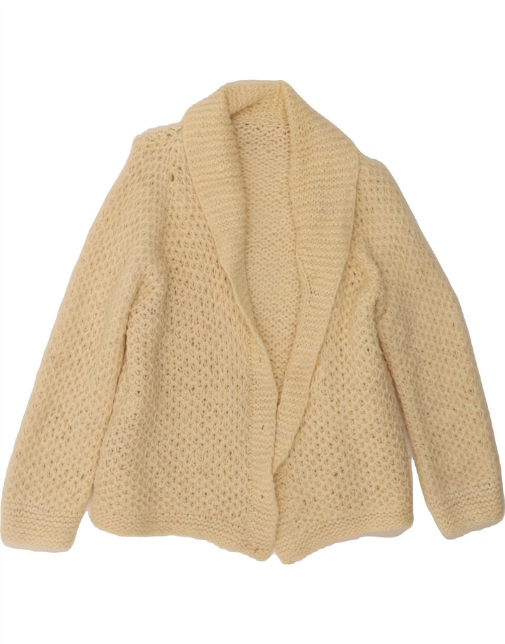 VINTAGE Womens Open Cardigan Sweater UK 14 Medium Beige Vintage Vintage and Second-Hand Vintage from Messina Hembry 