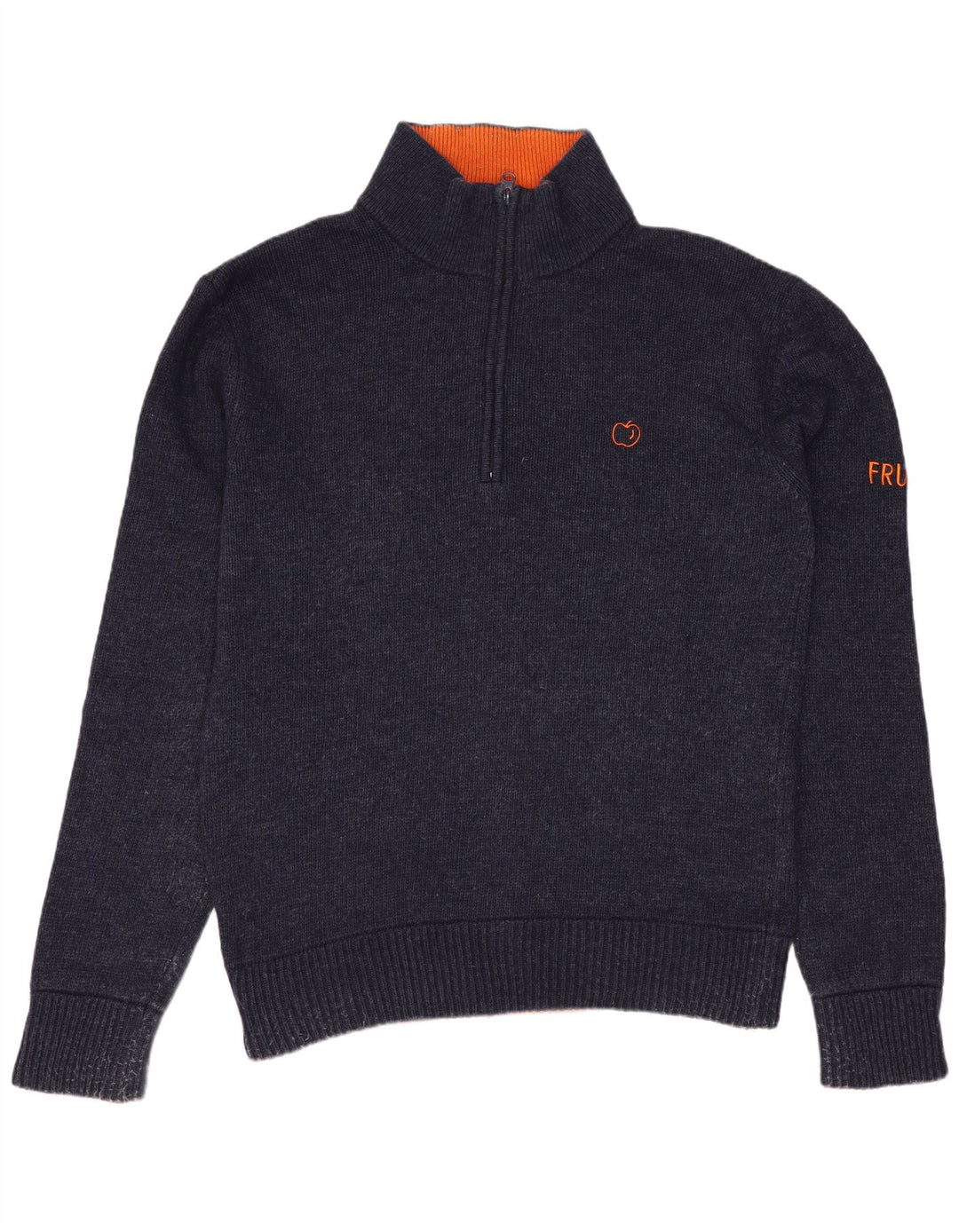 VINTAGE Mens Zip Neck Jumper Sweater Medium Navy Blue Wool