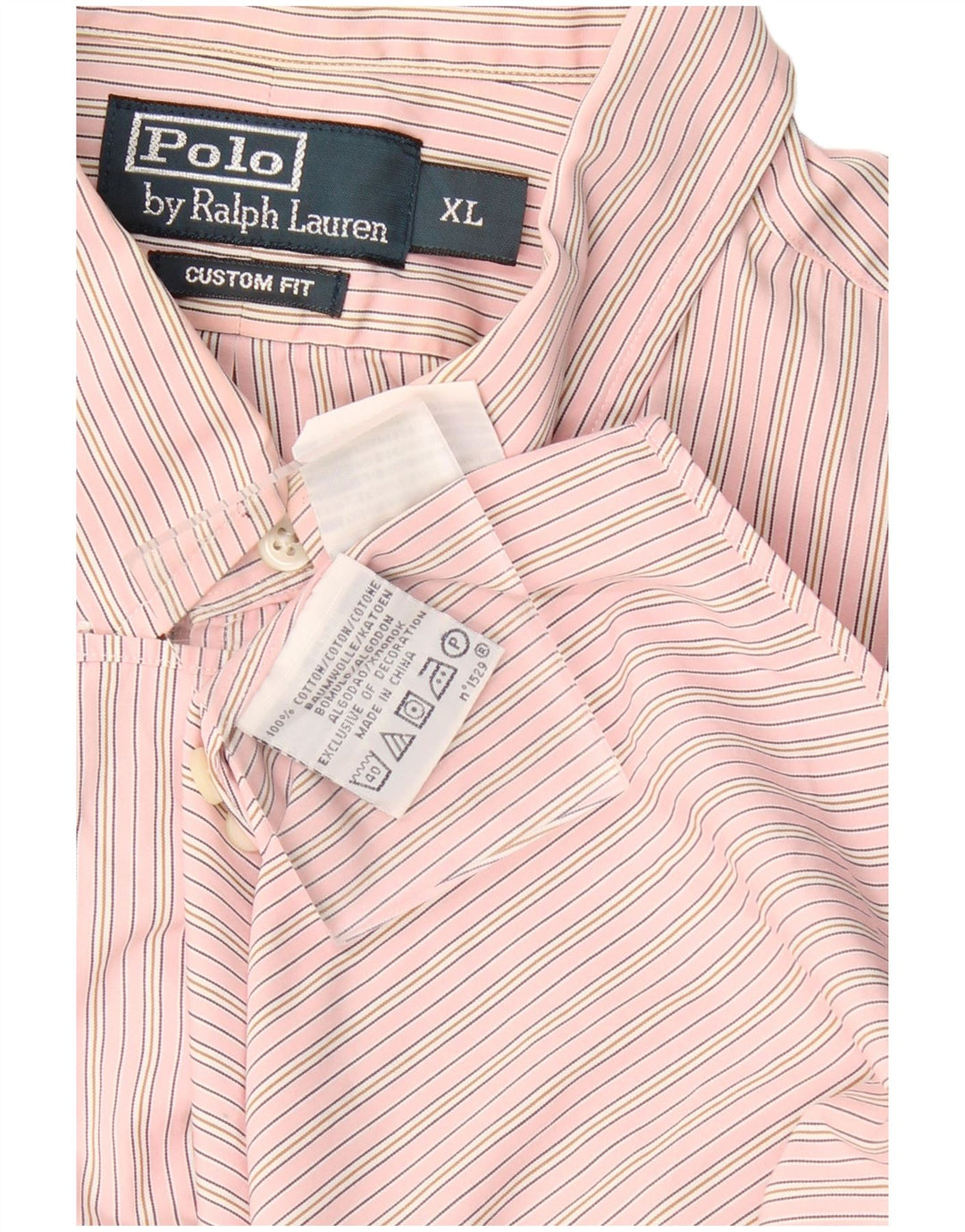 Polo Ralph Lauren Mens Custom Fit Shirt XL Pink Striped Cotton Classic