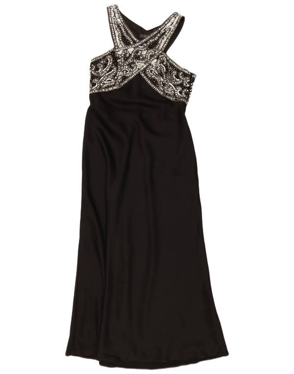 Vintage Womens Halter Dress UK 14 Medium Black
