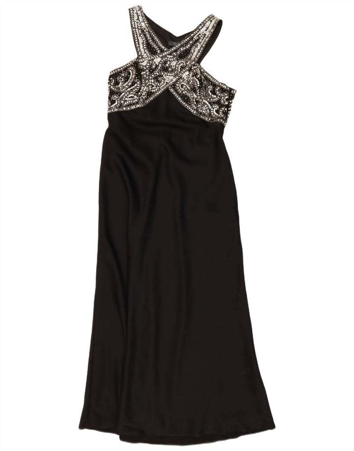 Vintage Womens Halter Dress UK 14 Medium Black
