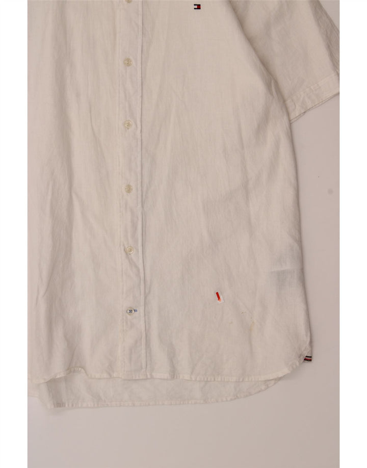 TOMMY HILFIGER Mens Short Sleeve Shirt Medium White Cotton Vintage Tommy Hilfiger and Second-Hand Tommy Hilfiger from Messina Hembry 