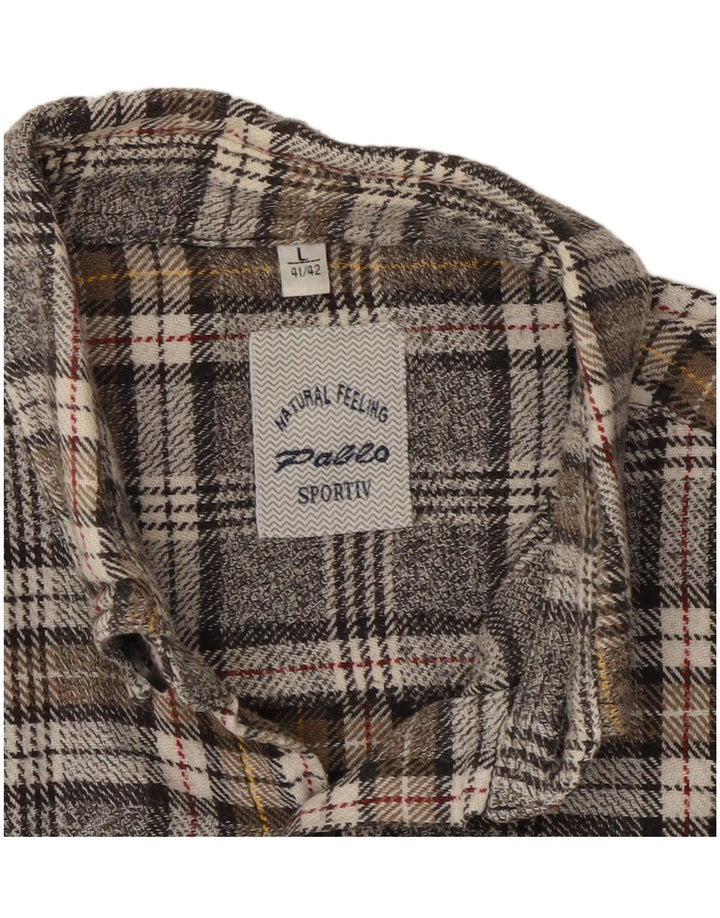 Vintage Mens Flannel Shirt Size 41/42 Large Grey Check Cotton