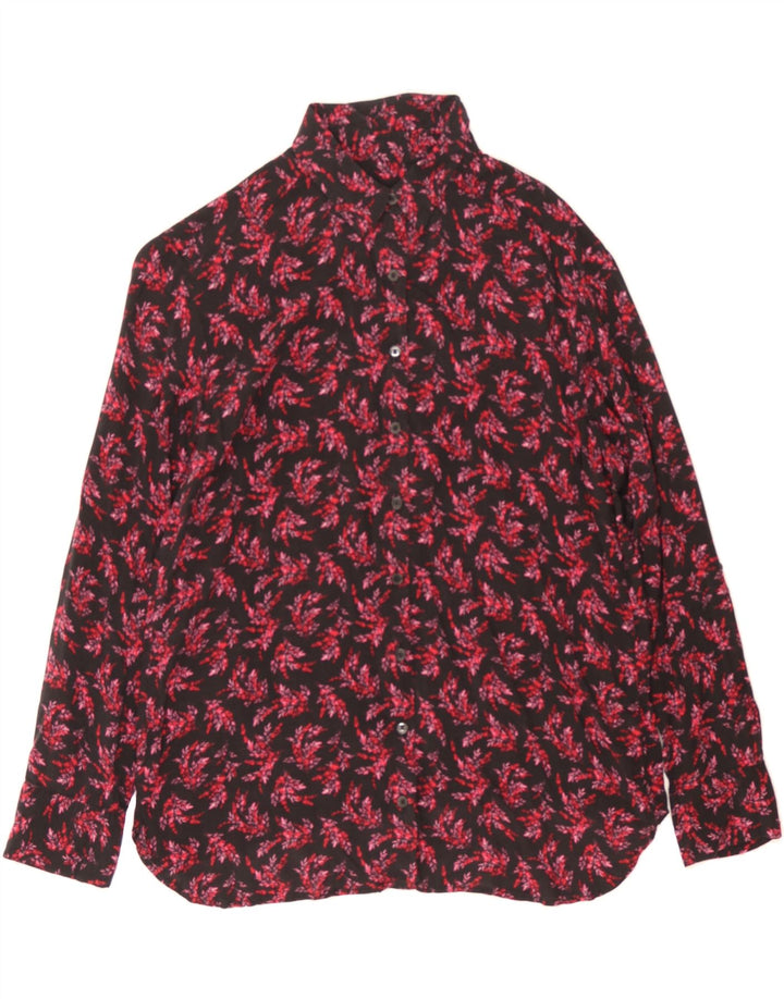 BENETTON Womens Shirt UK 14 Medium Black Floral Modal Vintage Benetton and Second-Hand Benetton from Messina Hembry 