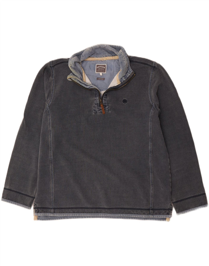 Fat Face Mens Zip Neck Sweatshirt Jumper Large Grey Cotton
