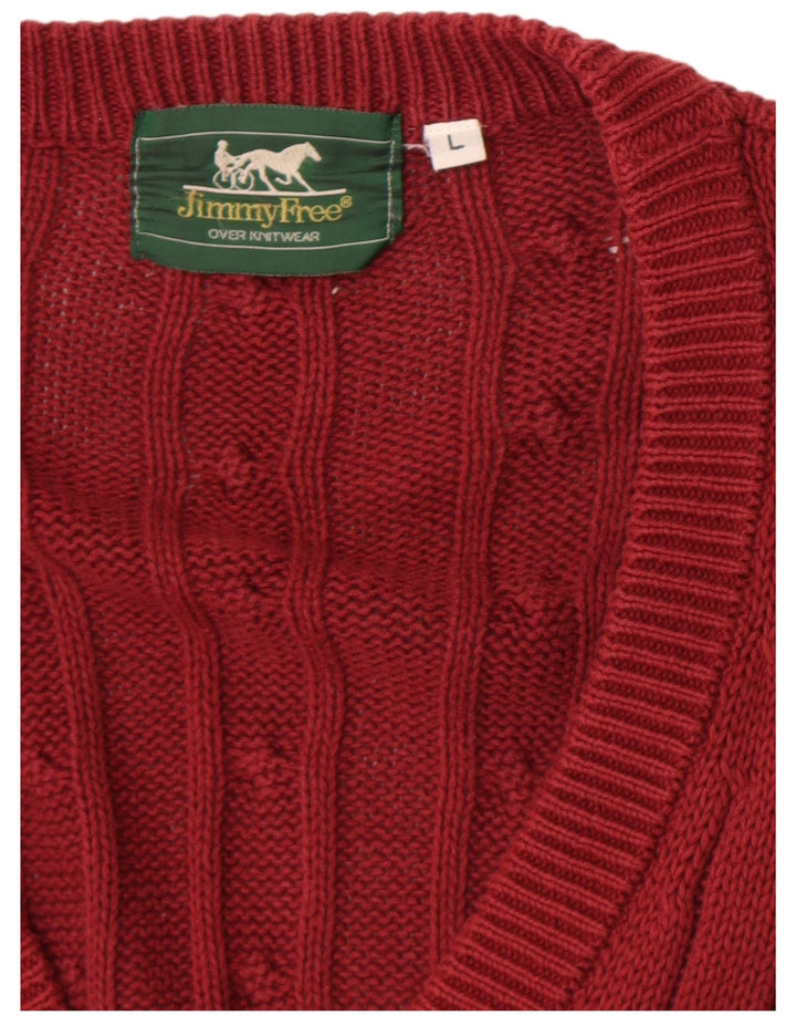 VINTAGE Mens Cardigan Sweater Large Burgundy