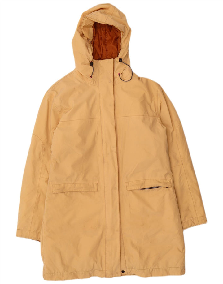 Vintage Womens Hooded Overcoat IT 46 Large Yellow Nylon