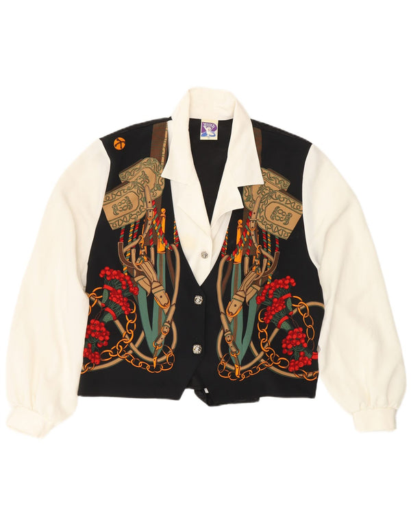 YESSICA Womens Graphic Shirt Blouse EU 42 Large Black Colourblock