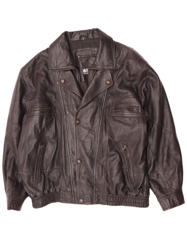 Morena Mens Leather Jacket UK 44 2XL Navy Blue Biker
